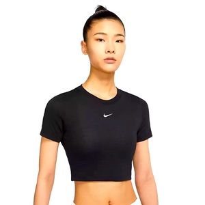 Nike Swoosh Black Crop T Shirt